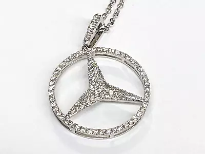 1 CT Diamond And White Gold Mercedes Pendant • $899