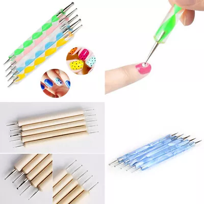 5pcs/1set 2 Ways Dotting Pen Marbleizing Tool Nail Art Design Dot Paint Tools US • $4.99