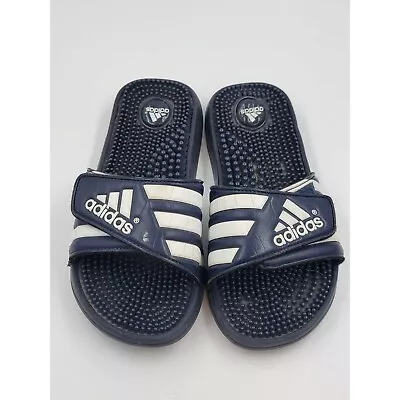 Adidas Adissage Mens 078261 Navy Blue White Sandals Massage Slides Size 7 • $11.20