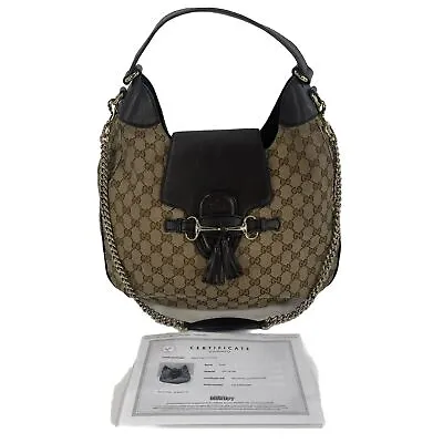 Gucci Large Brown GG Monogram Emily Guccissima Shoulder Bag W/ COA - See Details • $375.99