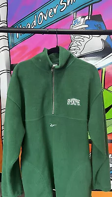 Vintage Michigan State Spartans Reebok Fleece Pullover Jacket Sz L RARE MSU VHTF • $39.99