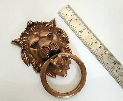 Large Heavy Lions Head Urn Door Knocker Handle Ring In Brass Antique Finish Gift • $40