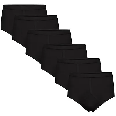 Mens 3 Pack Slick Black 100% Cotton Y-Fronts Briefs Underwear Vintage 3XL- 5XL • £12.99