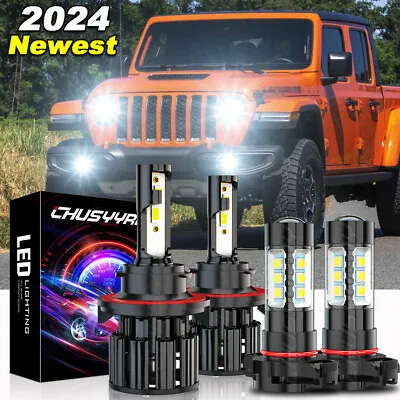 For Jeep Gladiator 2020-2023 4*LED Headlight Hi/Low Beam + Fog Light Bulbs Kit • $31.99