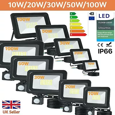 £18.65 • Buy LED Floodlight PIR Sensor Motion 10-100W Outdoor Security Flood Lamp Waterproof 