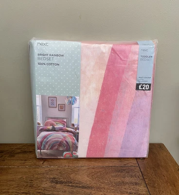 £11.99 • Buy NEXT Bright Rainbow Duvet Cover Set TODDLER 100% Cotton Pink Girls Kids BNIP