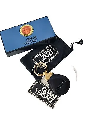 Gianni Versace Vintage Key Holder Patented Black Leather • $150