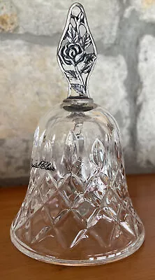 Vintage Cut Crystal Glass Bell With Pewter Rose Floral Handle 5.25  • $5.99