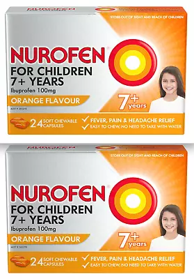 Nurofen For Children 7+ Yrs Chewable Ibuprofen Orange - 2x 24 Pack (48cap) • $26.99