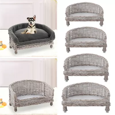 £30.99 • Buy Handmade Wicker Woven Raised Pet Dog Bed Shabby Cat Puppy Sleeping Sofa Couch