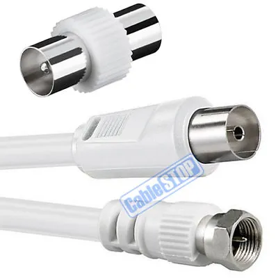 1.5m Coax To F Plug Tv Satellite Cable Aerial Lead + Free Adapter • £92.75