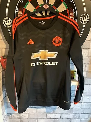 MANCHESTER UNITED MU Adidas Third Away Medium Jersey 2015/2016 Shirt Long Sleeve • £30