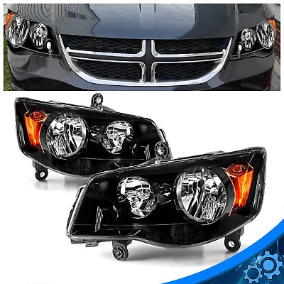 Headlights For 11-20 Dodge Grand Caravan 08-16 Chrysler Town&Country Black Lamps • $81.50