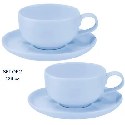 Set Of 2 Portmeirion Traditional Blue 0.34L Cappuccino Tea Cup And Saucer Set • £13.99