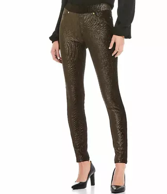 New $78 Michael Kors Pants Leggings Metallic Foil Pull-On Black/Gold Sz XS • $9.48