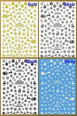 Christmas 3D Nail Sticker New Year Snowflake Reindeer Santa's Sleigh Bells F283 • $2.76