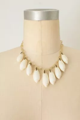 Vintage 1940s Shell Choker Necklace | Celluloid Chain | White | Hawaiian Summer • $50