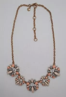 J. Crew Flower Statement Rhinestone Necklace Adjustable Gold Tone • $28