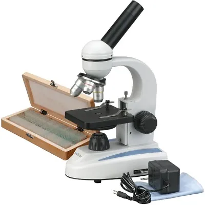 AmScope 40X-1000X Home School Student Compound Microscope + 50 Prepared Slide Co • $122.99