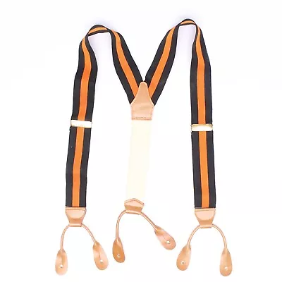 VTG Miller White Mens Silk Braces Suspenders Black Orange Princeton England  • $66.49