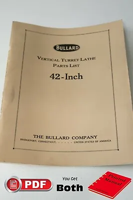Bullard Vertical Turret Lathe VTL 42  Parts Manual • $30
