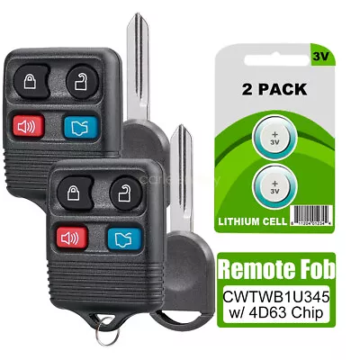 2 For 2002 - 2011 Ford Expedition Explorer 4B Remote Fob +Ignition Key 4D63 Chip • $12.79