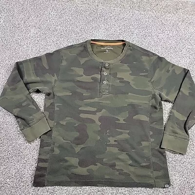 Eddie Bauer Shirt Mens XL Camo Thermal Waffle Knit Henley Long Sleeve  • $17.75