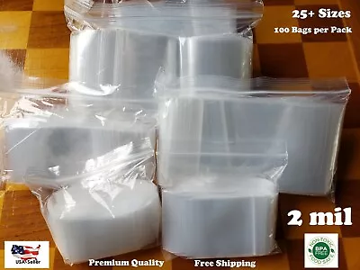 Clear Reclosable Zip Seal Lock Top Bags Plastic 2 Mil Jewelry Large Small Baggie • $7.20