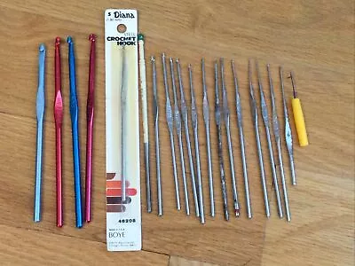 Aluminum & Steel Metal Vintage CROCHET HOOKS LOT Boye Sizes 00 0-5 7 11 • $29.99