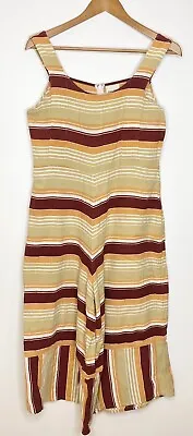 Zulu And Zephyr Striped Cotton Blend Jumpsuit Wide Leg Size 10 Cropped GUC • $28
