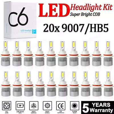 20x 9007 HB5 LED Headlights Super White 6500K Bulbs High Low Beam Conversion Kit • $67.99