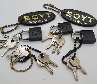 Vintage Lot Of BOYT Mini Luggage Padlocks With Keys Iowa USA KEY CHAINS • $19.95