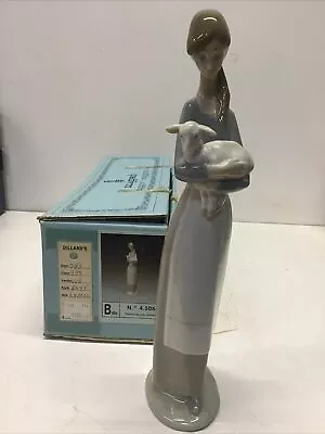 Lladro 4505 Girl Holding Lamb 1977-84 Retired 2002 Original Box Mint Condition • $75