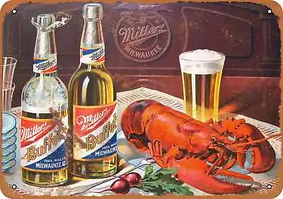 Metal Sign - Miller Buffet Beer And Lobster - Vintage Look Reproduction • $18.66