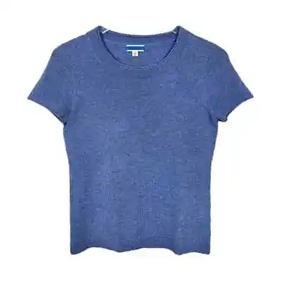 J Crew Relaxed Cashmere Tee XS Blue Short Sleeve Sweater Soft Preppy Minimalist • $34.99