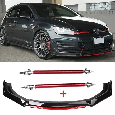 $95.27 • Buy For VW Golf MK7.5 MK7 MK6 MK5 GTI GTD Front Bumper Lip Spoiler Trim + Strut Rods