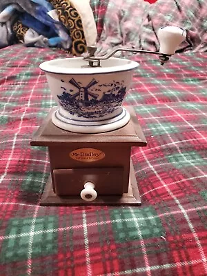 Mr. DUDLEY International Blue & White Floral Ceramic And Wood Coffee Grinder • $39.99