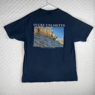 Vintage Marathon Apparel Ducks Unlimited Mens T-Shirt Blue Size XL Distressed • $13