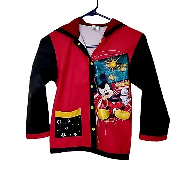 Disney Mickey Mouse Kids Small Red Black Videogame Lined Hoodie Raincoat READ • $9.99