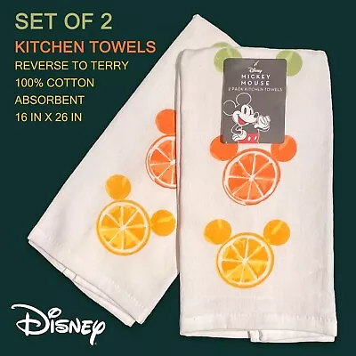 2-PK New Disney Mickey Mouse Reverse Terry Kitchen Towels Mickey Citrus Slices • $14.99