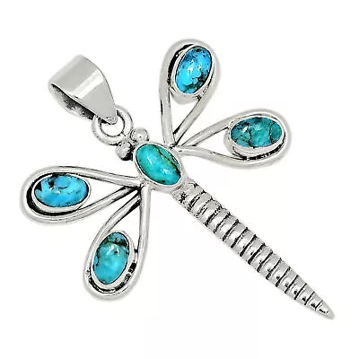 Kingman Mohave Blue Turquoise 925 Sterling Silver Pendant Jewelry ALLP-5386 • $6.80