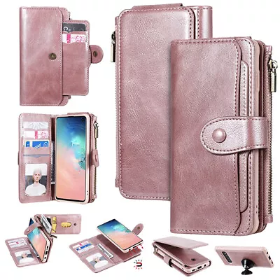 For Samsung S24 S23FE S21 S20 Removable Leather Zipper Wallet Case Purse Cover • $31.89