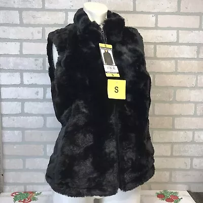 Nicole Miller Ladies' Reversible Vest Black Faux Fur ~ Soft & Cozy!  Small & Med • $15