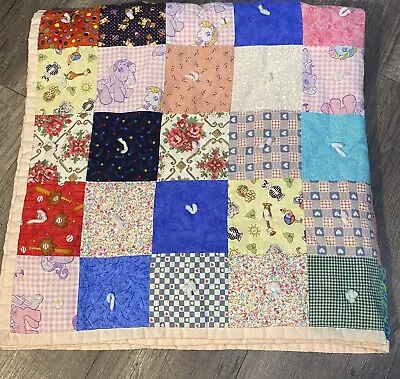 Vintage My Little Pony Bears  Pieced Baby Quilt 100cm Hand  Made Comforter • $21.95