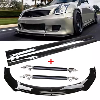 For Infiniti G35 G37 Sedan Coupe Front Bumper Lip Side Skirt Extension+Strut Rod • $159.99