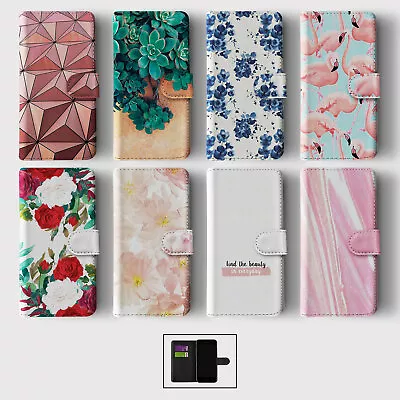 Case For Iphone 15 14 13 12 11 Se Pro  Wallet Flip Phone Cover Floral Flamingo • £8.99