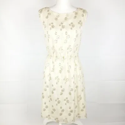 Miss Me MM Couture Womens Sheath Dress Size S Ivory Gold Silk Sleeveless Lined • $19.19