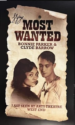 $99.99 • Buy Jordan Luke Gage Signed BONNIE & CLYDE West End Windowcard Poster Broadway Int 2
