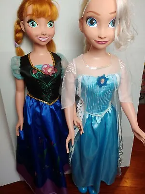 Princess Elsa & Anna Life Size Doll 38  Tall Frozen Lot Of 2 My Size Huge 3 Ft • $250