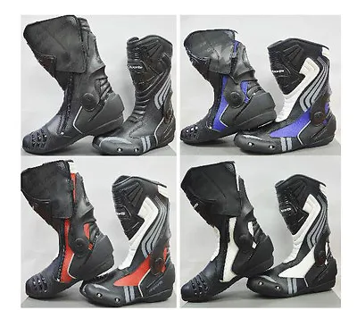 LV15 Motorcycle Motorbike Black Red Blue Leather Sports Race Boots Top Seller • $62.16